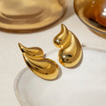 Factory Wholesale New Water Drop Shaped Stainless Steel Plated 18K Gold Retro Stud Earrings for Women