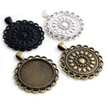 30mm Inner Size Antique Silver Plated Bronze Black Classic Style Cabochon Base Setting Charms Pendant Blank Trays