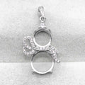 Sterling Silver 6mm+8mm/8mm+10mm Semi Mount Pendant Empty Frame Blank Claws Setting S925 Base Without Center Stone for DIY Inlay