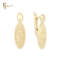 FJ Fallon Fashion Jewelry Finger Print Ripple Rise Gold Clip-On Earrings Plated in 14K Gold Brass Based