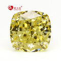 All Sizes Loose Gemstone Cz Diamond USA Yellow Cushion Synthetic Crushed Ice Cut 4k Cubic Zirconia Stones