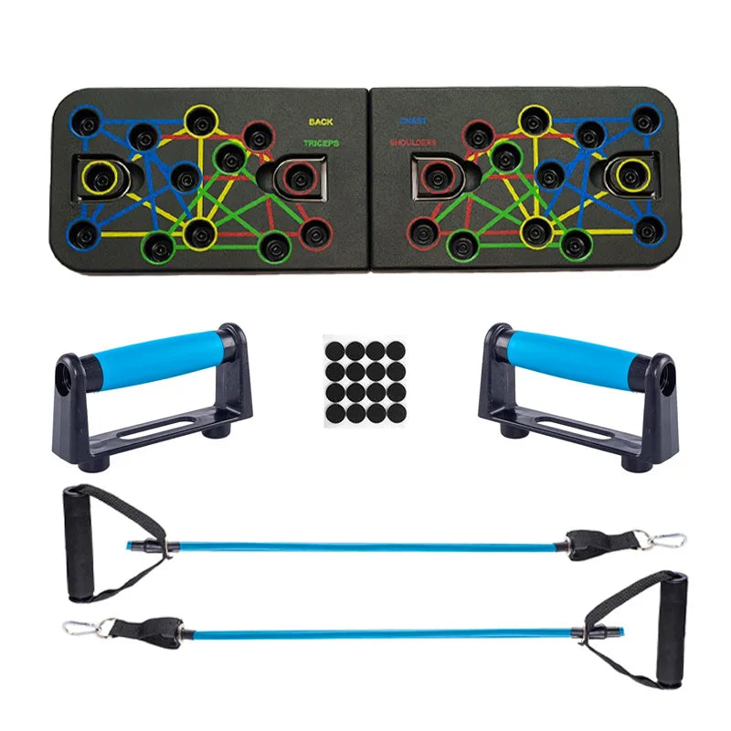 CHENGMO SPORTS Press up Board Exercise Equipment for Home Use System Fitness Floor Chest Push up Board with Resistance Bands