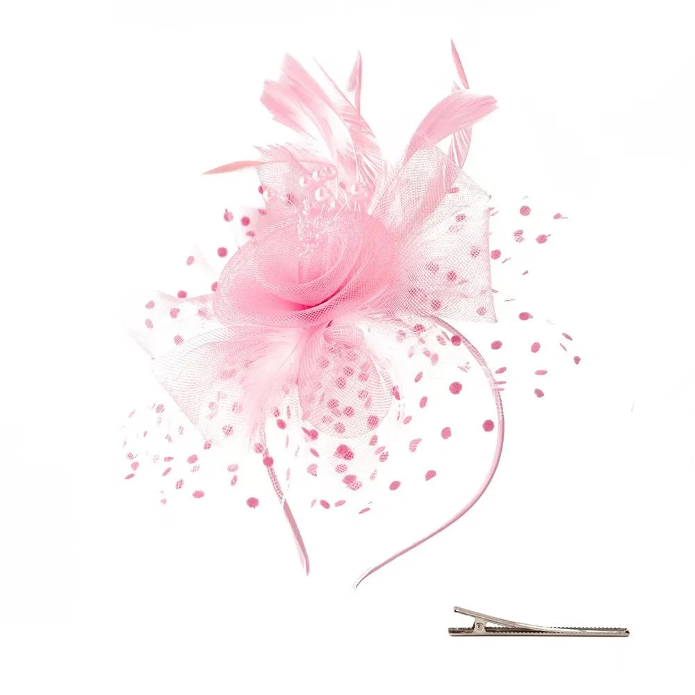 Hot Sale Vintage Feather Headdress Retro Party Hairpin Hairband Accessories Mesh Feather Headband Clip Tea Party Fascinator Hat