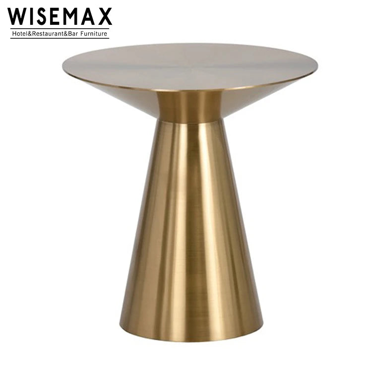 WISEMAX FURNITURE Scandinavian Style Luxury Modern Round Coffee Table Living Room Gold Stainless Steel Side Table for Sale