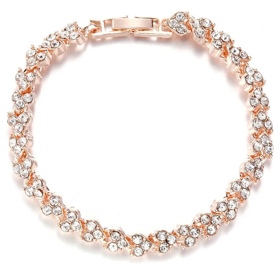 Factory Wholesale Romantic Heart-shaped Diamond Roman Alloy Women's Bracelet Starry Sky Bling Full Diamond