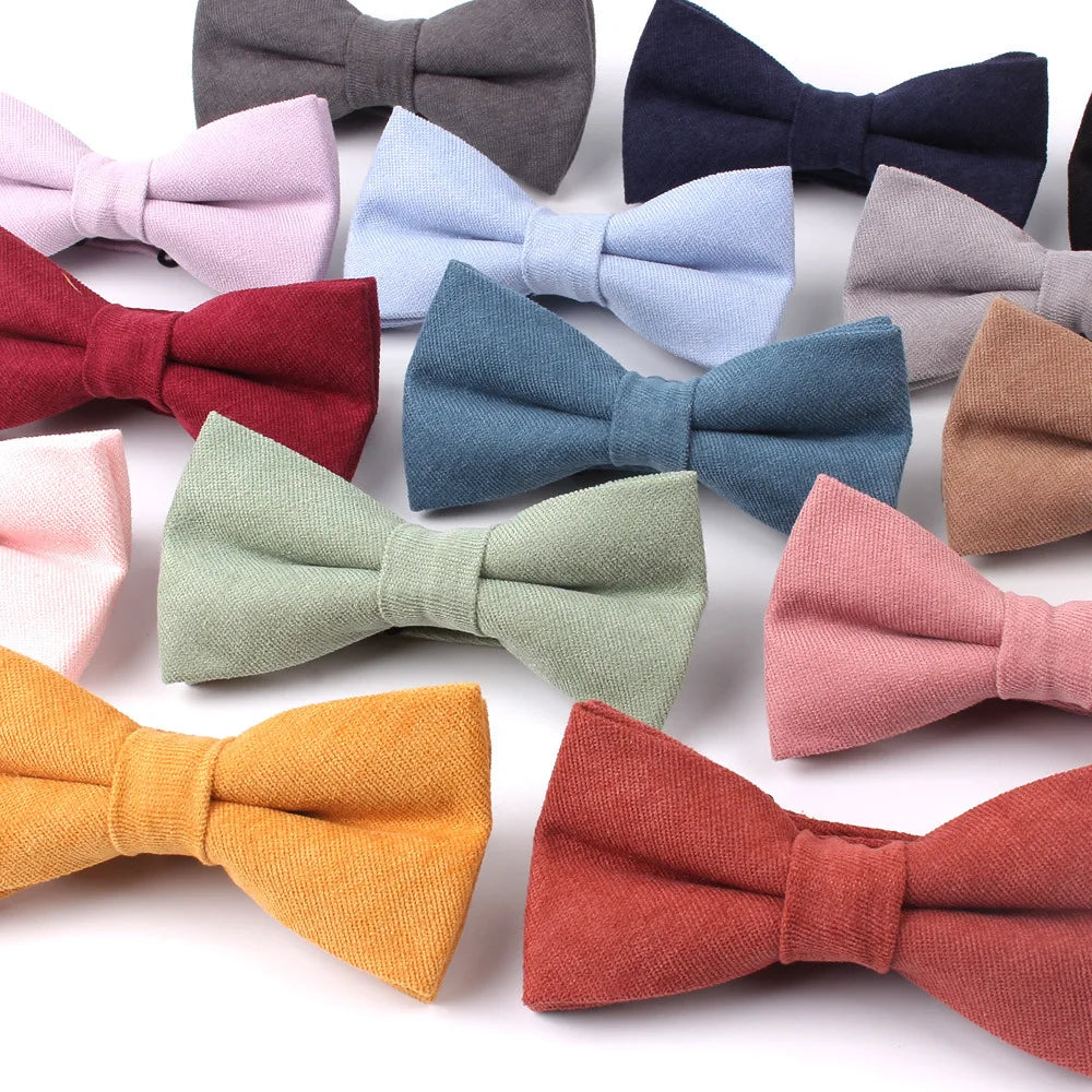 Bowtie Mens Ties Party Favor Plain Adjuster Cotton Wholesale Bow Tie