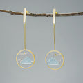 Lotus Fun New Arrival 925 Sterling Silver Dangle Earrings Silver Hoops Stone for Woman Fine Jewelry for Women