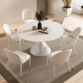 2022 New Cream Style Minimalist Modern Light Luxury Marble Home Telescopic Rotation Round Dining Table Dining Furniture