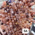 Natural Stone Beads Hematoid Quartz Red Tangerine Quartz Fire Quartz Smooth Round Loose Beads for Jewelry Making MegaBDM