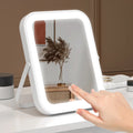 Zonyin White Square LED Light Cosmetic Mirror Desktop Table Vanity Mirror 3 Light Color Portable Travel Makeup Mirror for Women