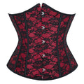 Women Satin Underbust Plastic Busk Boned Lace up Gothic Bustier Top Burlesque Cincher Corset
