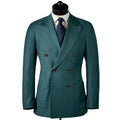Fashion Green Men Tuxedos Custom Made Peaked Lapel Blazer Double Breasted Office Party Prom Wear Set Formal Jacket and Pant
