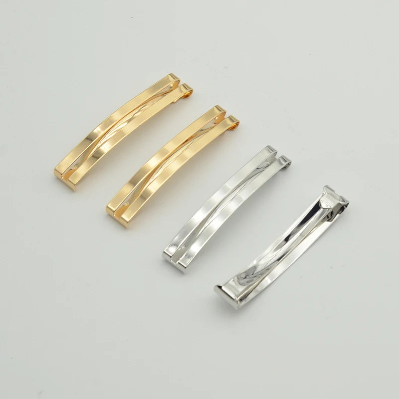 1cm* 6cm Double Bars Bobby Hairpins Metal Snap Hair Barrettes DIY Women's Bow Handmade Hair Accessories Iron Clip Girls