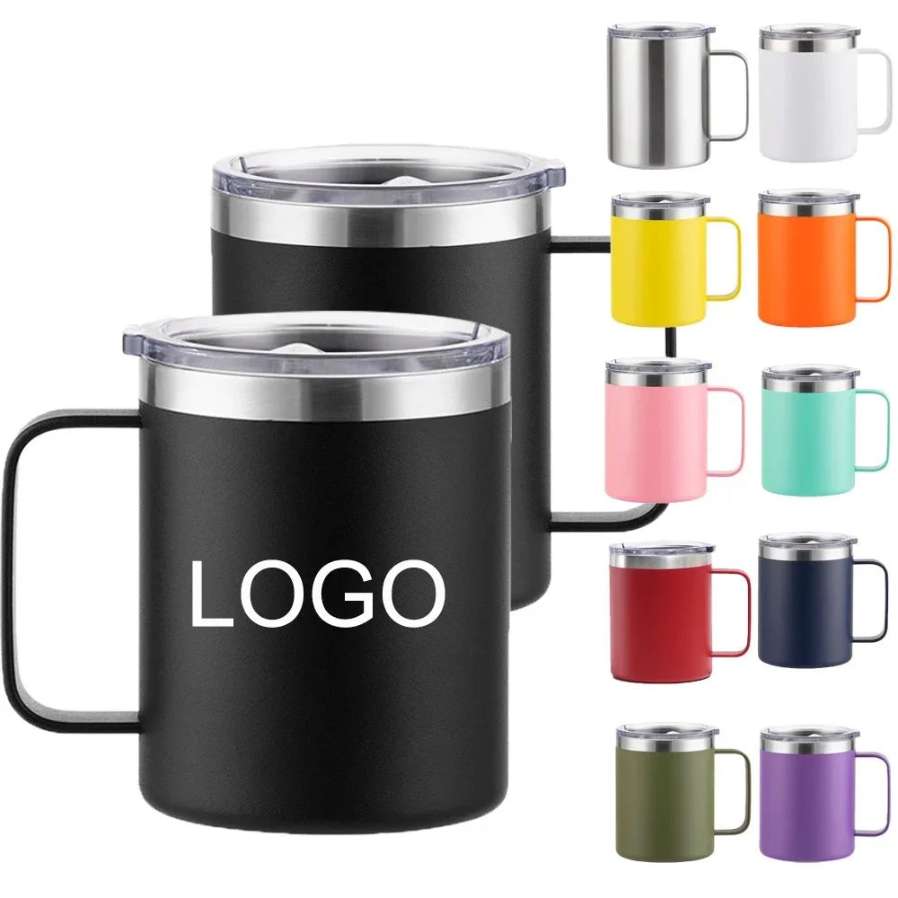 Beeman Custom Double Wall Vacuum Stainless Steel Travel Tumbler Cup Camping Tumbler Insulated Coffee Mug With Handle and Lid