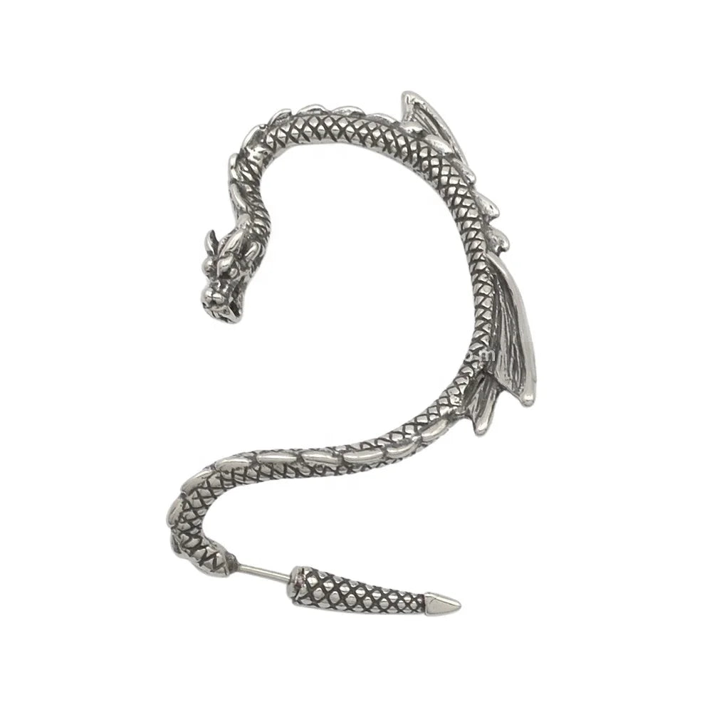 Stainless Steel Exaggerated Big Earrings 2022 European and American Domineering Dragon-shaped Large Earrings Personality