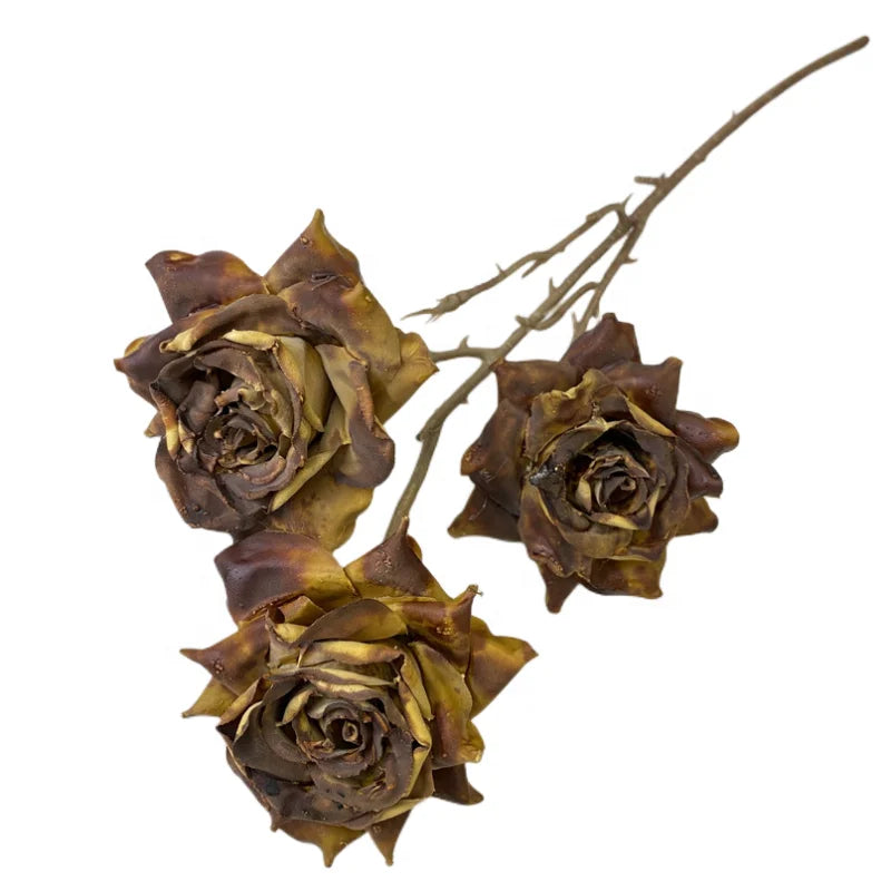 New arrivals faux preserved roses flower 3 heads silk artificial rose flower for wedding decor