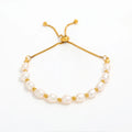 18K PVD Gold Plated Adjustable Real Fresh Water Pearl Adjustable Chain Stainless Steel Bracelet
