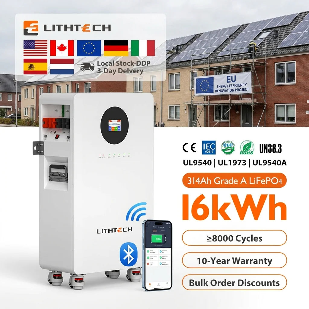 Eu Stock DDP Lifepo4 51.2V 300AH 314AH 280AH 200AH 314AH Life Po4 48V 20kw 15kw 10kwh 16kwh 30kwh 15kwh Lithium Ion Battery Pack