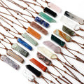 Healing Stone Spiritual Pendant Gemstone Rose Quartz Amethyst Amazonite Natural Stone Irregular Bar Crystal Stone Necklace