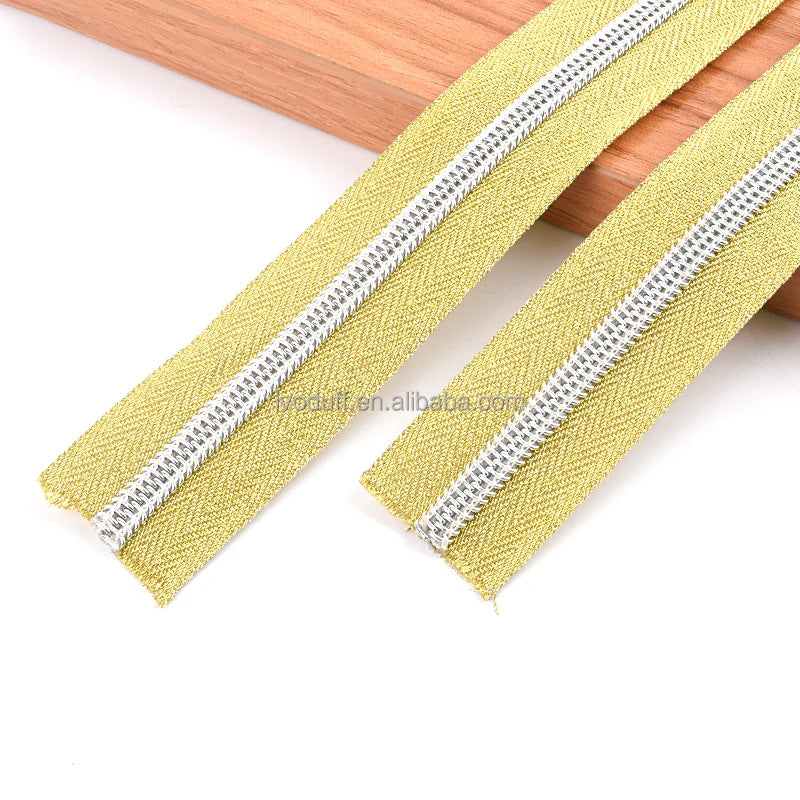 Ivoduff Supply Nylon 5#Zipper Tape Gold Color Zipper Teeth