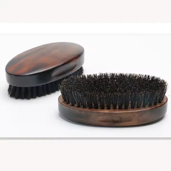 Oval Wooden Beard Brush Men's Beard Cared Black Soft Hair Natural Wood Hair Comb Massage Hair and Beard