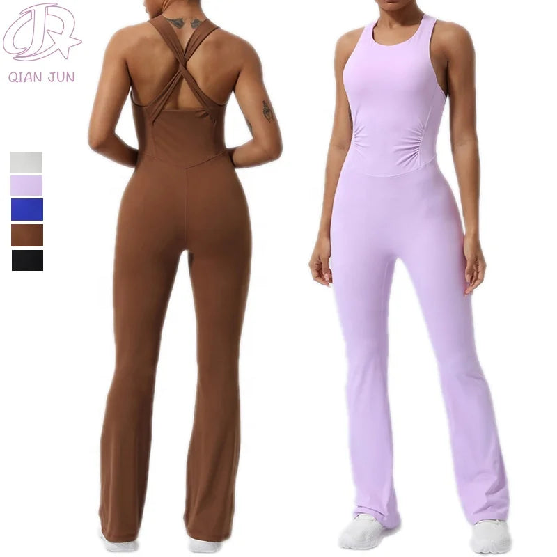 2025 New Style One Piece Workout Jumpsuit for Women Quick Drying Tight Yoga Bodysuit Plus Size Jumpsuits