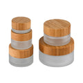Cosmetic Face Cream Container 5g 15g  30g 50g  100g Frosted clear Glass Cream  Jar with Bamboo Cap