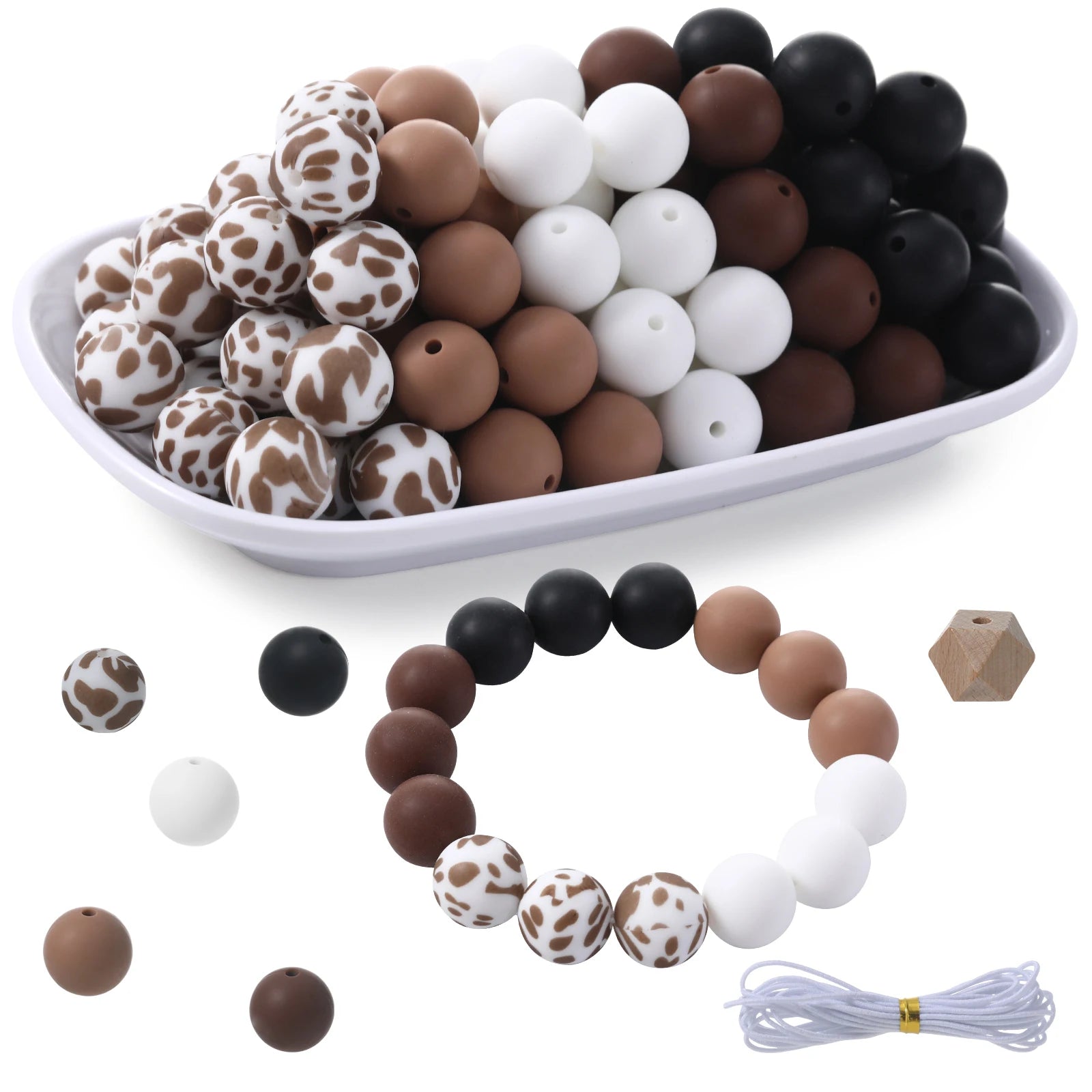 6 Color Silicone Bead Set 50Pcs 15MM Round Beads for Jewelry Making to Make Bracelets DIY Keychain Necklace Jewelry Accessories