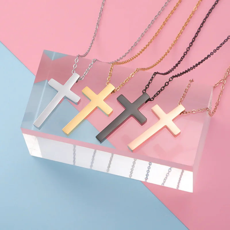 Wholesale No Tarnish Stainless Steel Women Fashion Choker Cross Necklace