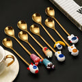 Pilot Action Figure Stainless Steel Spoon Astronaut Dessert Spoon New Q Version Coffee Spoon Cartoon Fork Gift Box Set