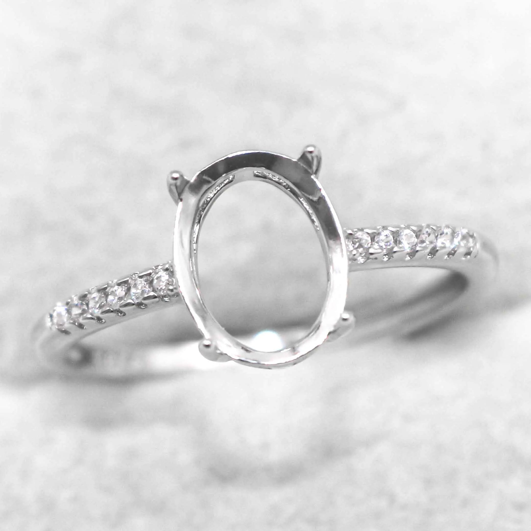 Sterling Silver 6*8/7*9/8*10/9*11/10*12mm Semi Mount Ring Frame Empty Blank Setting S925 Base Without Center Stone DIY for Inlay