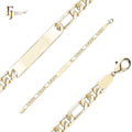 7mm FJ Fallon Fashion Jewelry Three Patterns Figaro Link Men's ID Bracelets 14K Gold Plated Brass Based