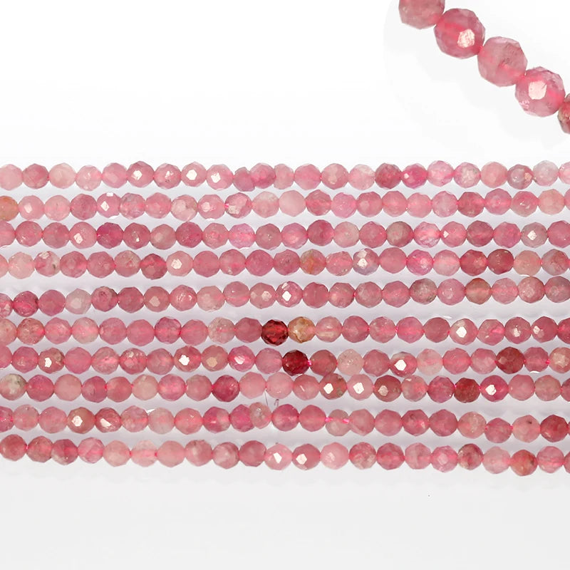 Pink Tourmaline Beads Natural Stones Bead Gemstone Faceted Loose Beads for Jewelry Making Bracelet Necklace Size 3mm