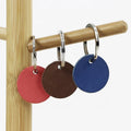 Personalized Custom Pet Dog Name Tag Keychain Small Gift Vegetable Tanned Leather Circle Shape Keyring