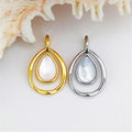 Classic Natural Gemstone Mother Pearl Pendant for Women Gold Plated Water Drop Shape Bezel Setting White Shell Jewelry Charms