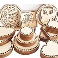 Laser Cut Multiple Shapes Blank Crochet Basket Wood Base for DIY Basket Weaving Supplies