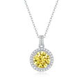 1Carat Sterling Silver 925 Material Inlaid with Yellow Moissanite Pendant Necklace Elegant Wedding Jewelry