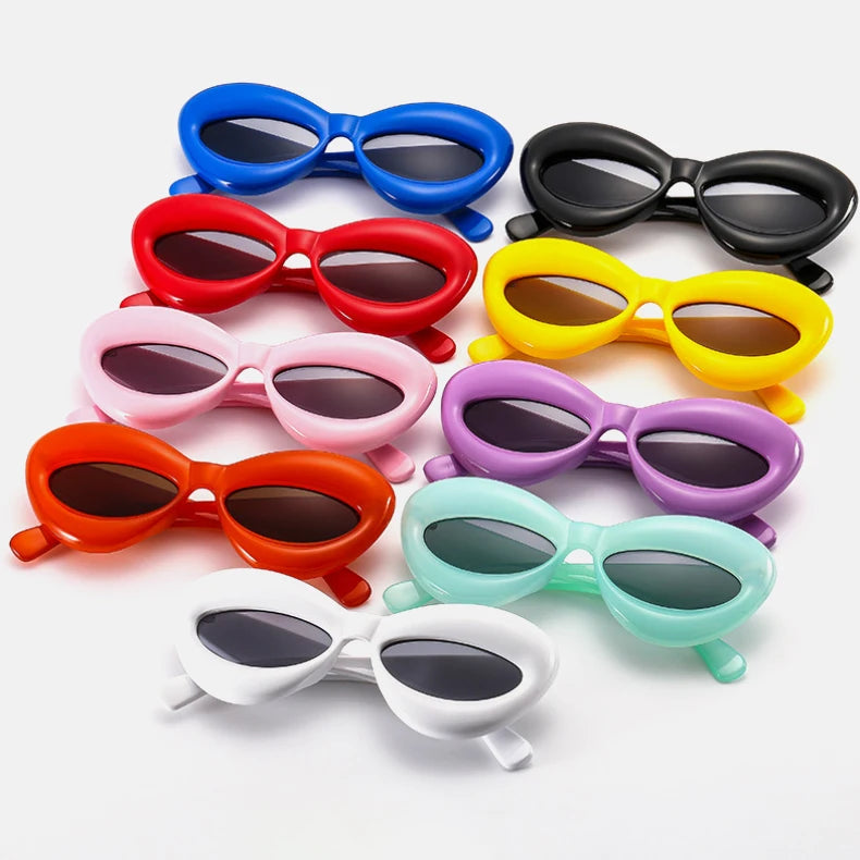2025 New Fashion Cat Eye Shade Inflated Sunglasses Hot Sale Candy Party Sun Glasses White Yellow Blue Sunglasses Trending Style