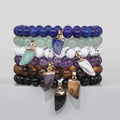 Elastic Stretch Adjustable Natural Stone Round Bead Healing Crystal Knife Bracelet for Men