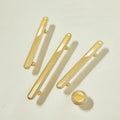 Solid Brass Modern Luxury Hardware Bright Gold Cabinet Handle for Kitchen Wardrobe Drawer Dresser Durable Easy Install