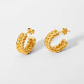 Brazilian Jewelry Wheat Chain Golden Wire Twisted Hoop Earrings