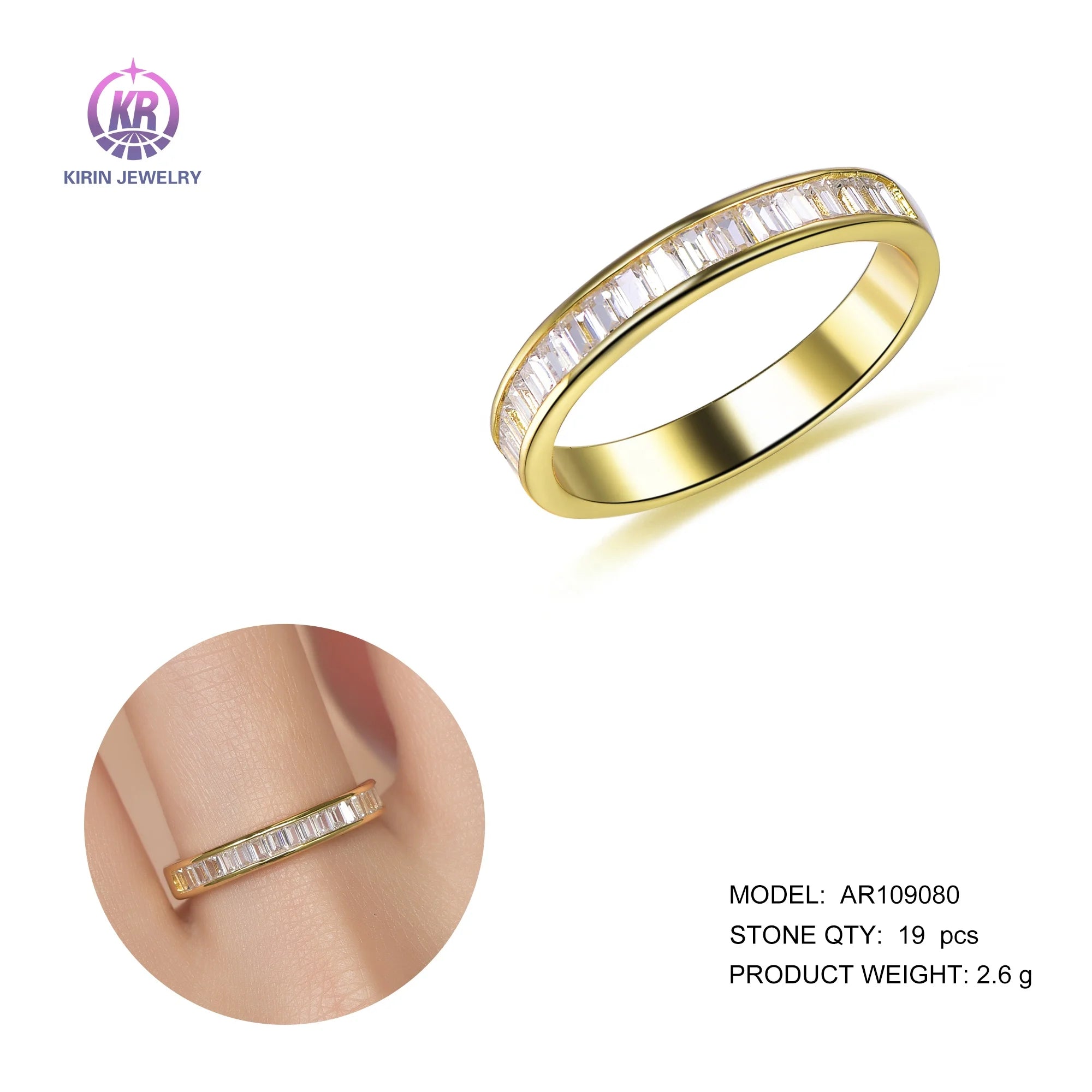 Kirin 3A Zircon 925 Wedding Band Gold Plating Wedding Band Engagement Rings for Women