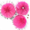 MWFur Wholesale 14cm Raccoon Fur Ball Pompom for Hat Hot Pink Colors Street Fashion Fur PomPom for Hats