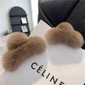 Fashion Women Furry Hair Accessories Elegant Hair Claw Plain Pink Color Rabbit Fur Hair Claw Clips