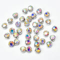 8mm Silver Claw Crystal AB Beads Sew on Round Shape Rhinestone Charms Button DIY Wedding Dress Collar Shoes Accessories