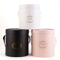 Wholesale Flower Packaging Box Round Portable Large Set of Three Cardboard Flower Box with Ribbon Handle