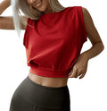 CHOOYUO Crop Top Athletic Shirts for Women Cute Sleeveless Yoga Tops Running Gym Workout Shirts