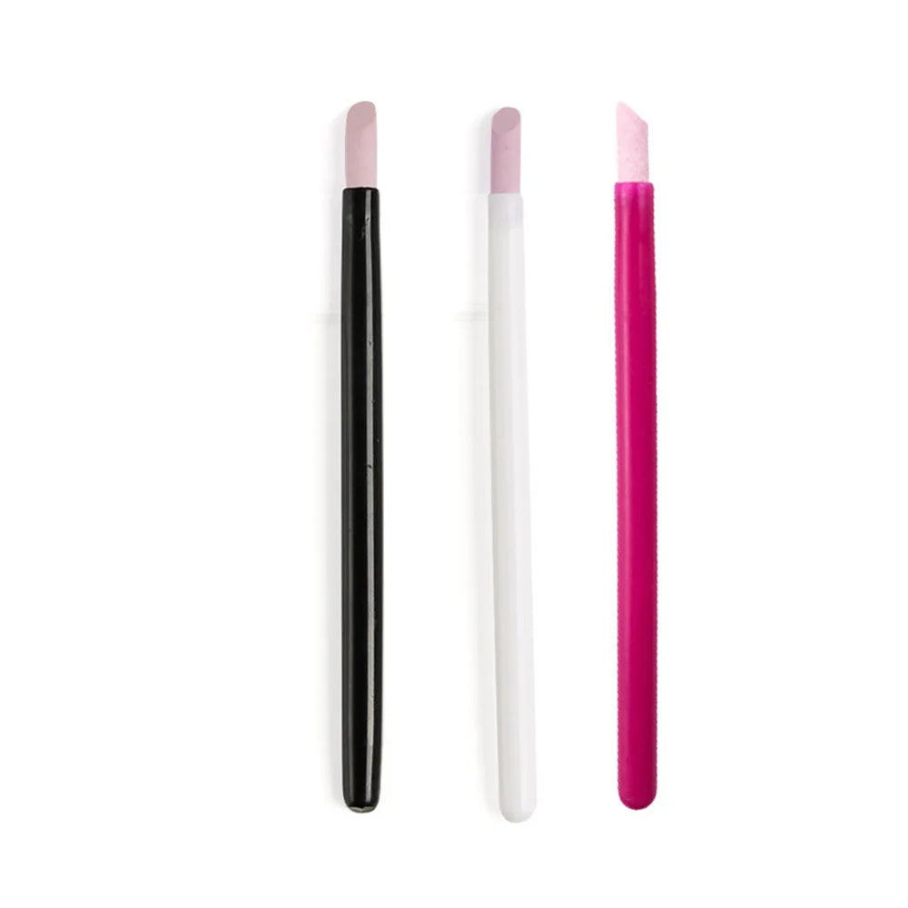 Ceramic Stone Scrub Pen Cuticle Remover Pusher Trimmer Black Handle Nail Art File Manicure Tools