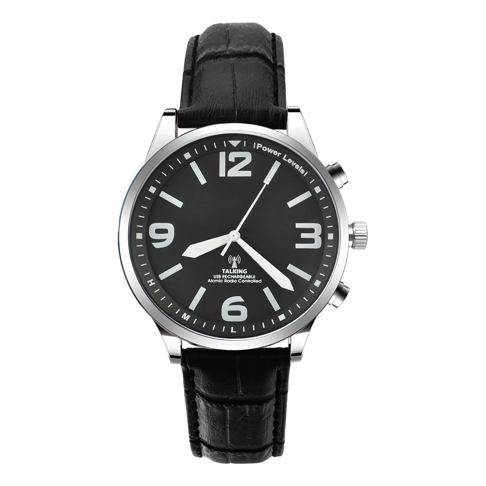 English Atomic Radio Controlled Talking Watch for Unisex Seniors Men Loud Sound Time Day and Date Alarm Clock Visually Impaired