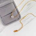 Minimalist Jewelry Tarnish Free Stainless Steel Cute Single Diamond Pendant Necklace Thin Chain Statement Necklace